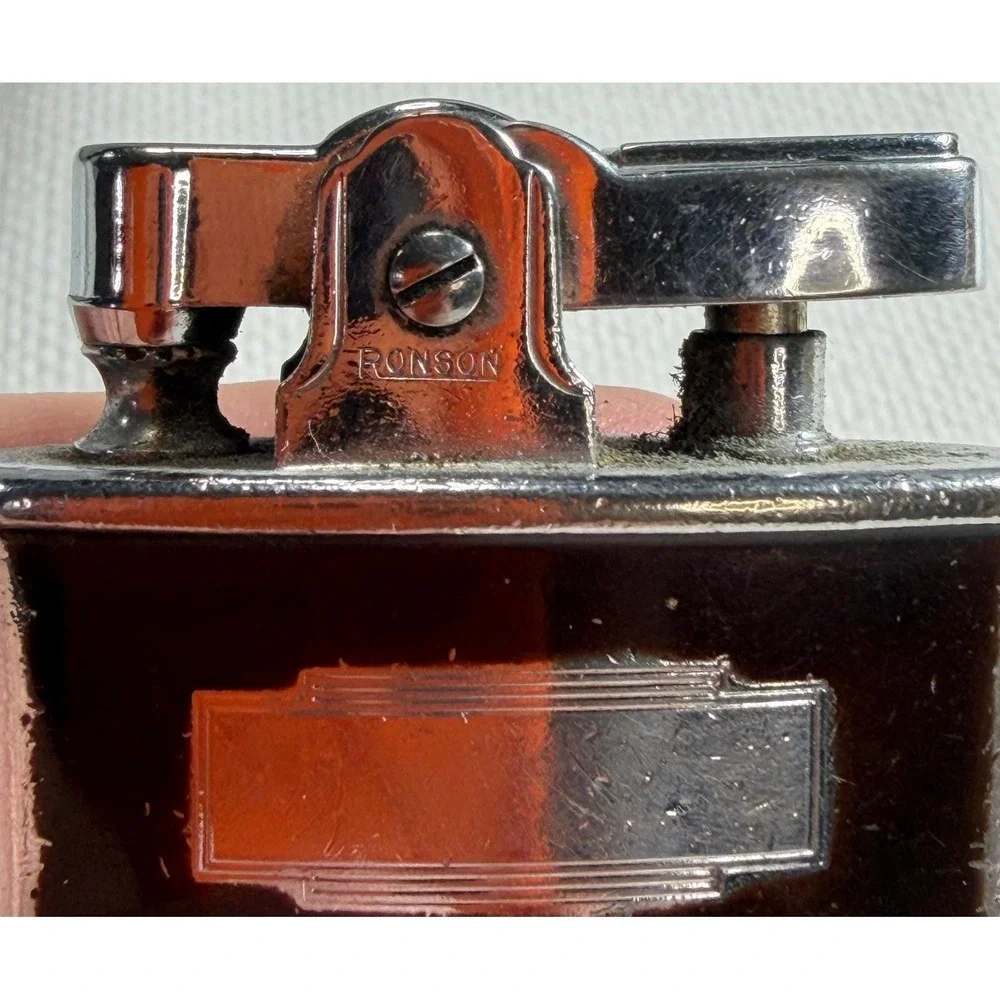 Vintage Ronson Standard Lighter Brown Tortoise Chrome Newark NJ USA Pat 2481195